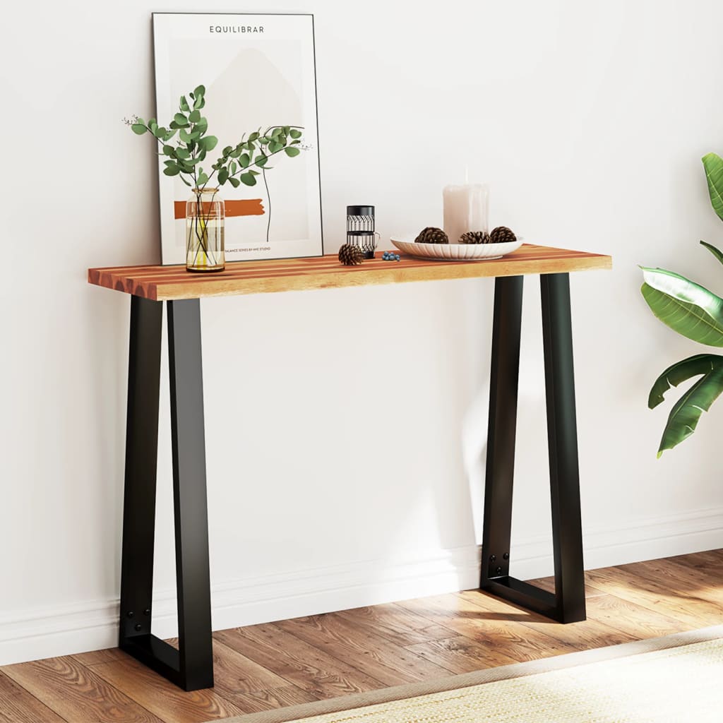 Berkfield Console Table with Live Edge 110x35x80 cm Solid Wood Acacia