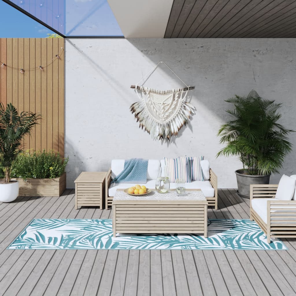 Berkfield Outdoor Rug Aqua and White 80x250 cm Reversible Design
