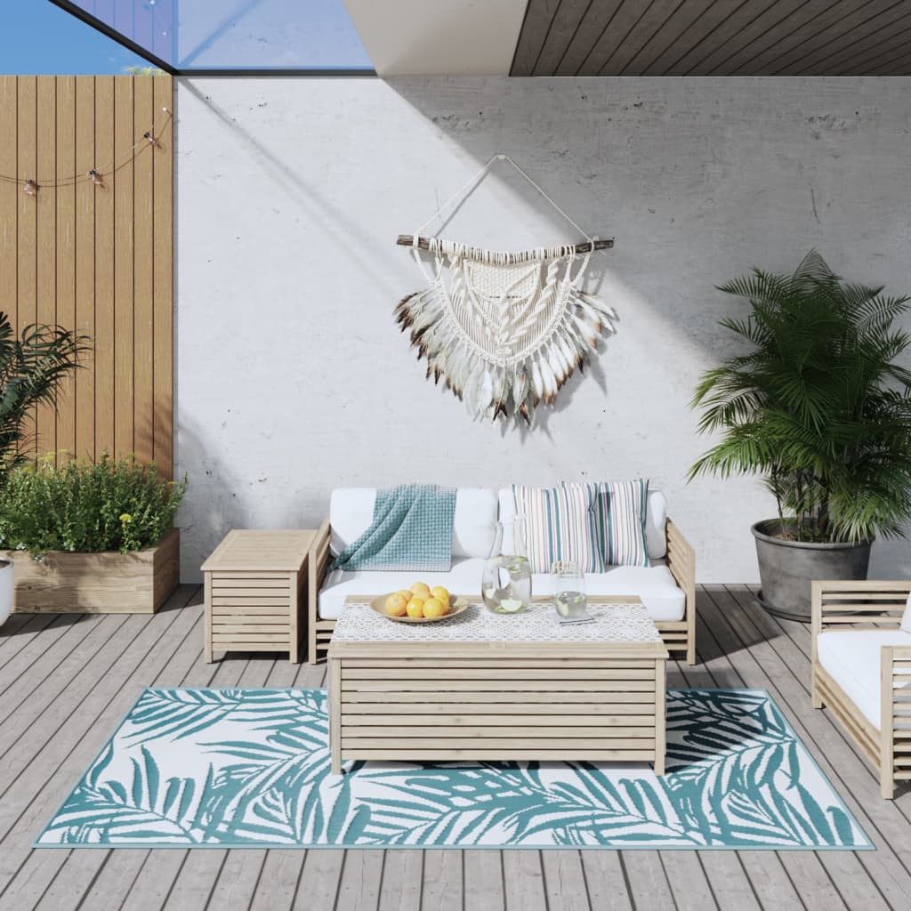 Berkfield Outdoor Rug Aqua and White 100x200 cm Reversible Design