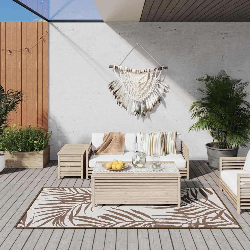 Berkfield Outdoor Rug Brown and White 100x200 cm Reversible Design