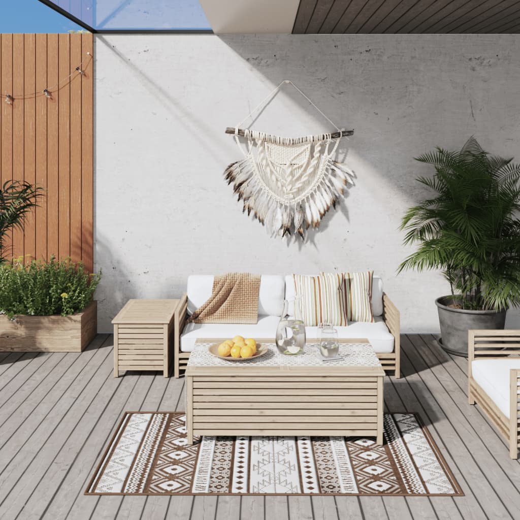 Berkfield Outdoor Rug Brown and White 80x150 cm Reversible Design
