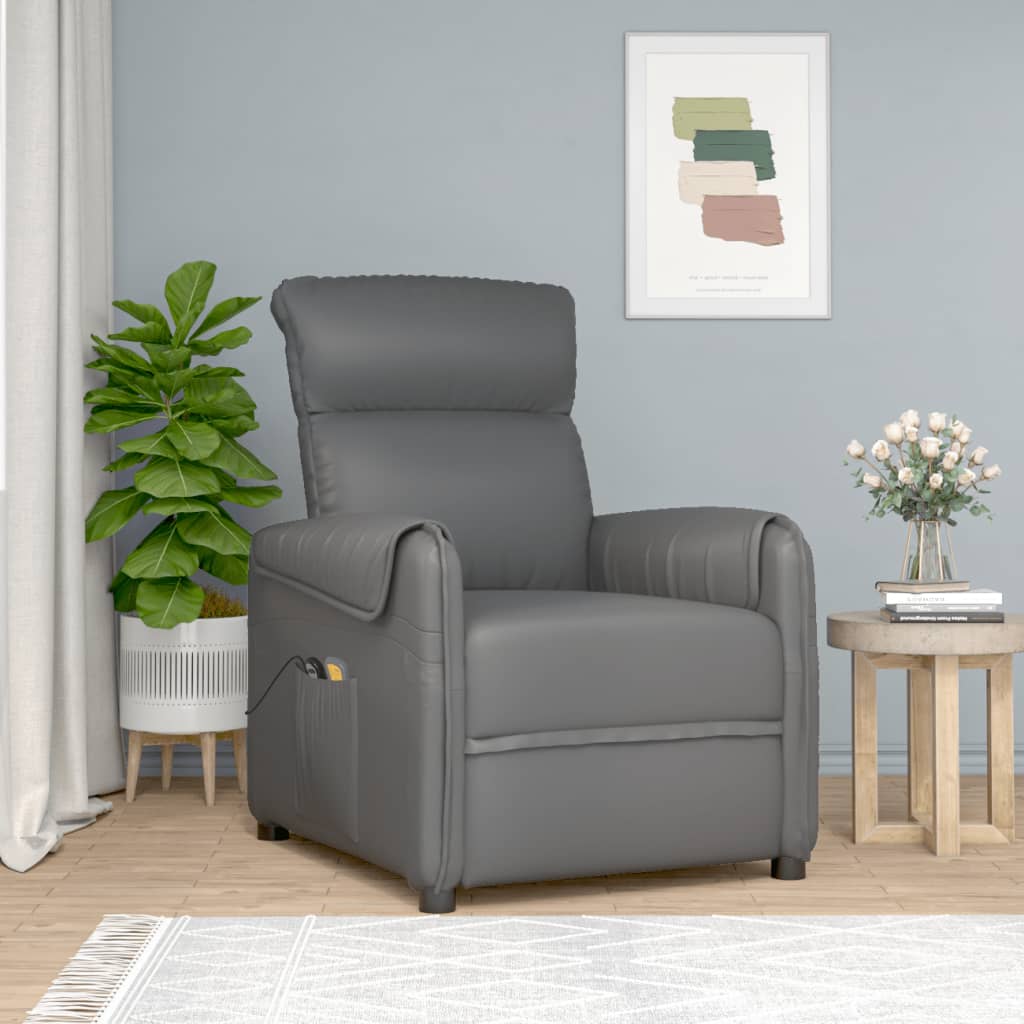 Berkfield Electric Massage Chair Grey Faux Leather