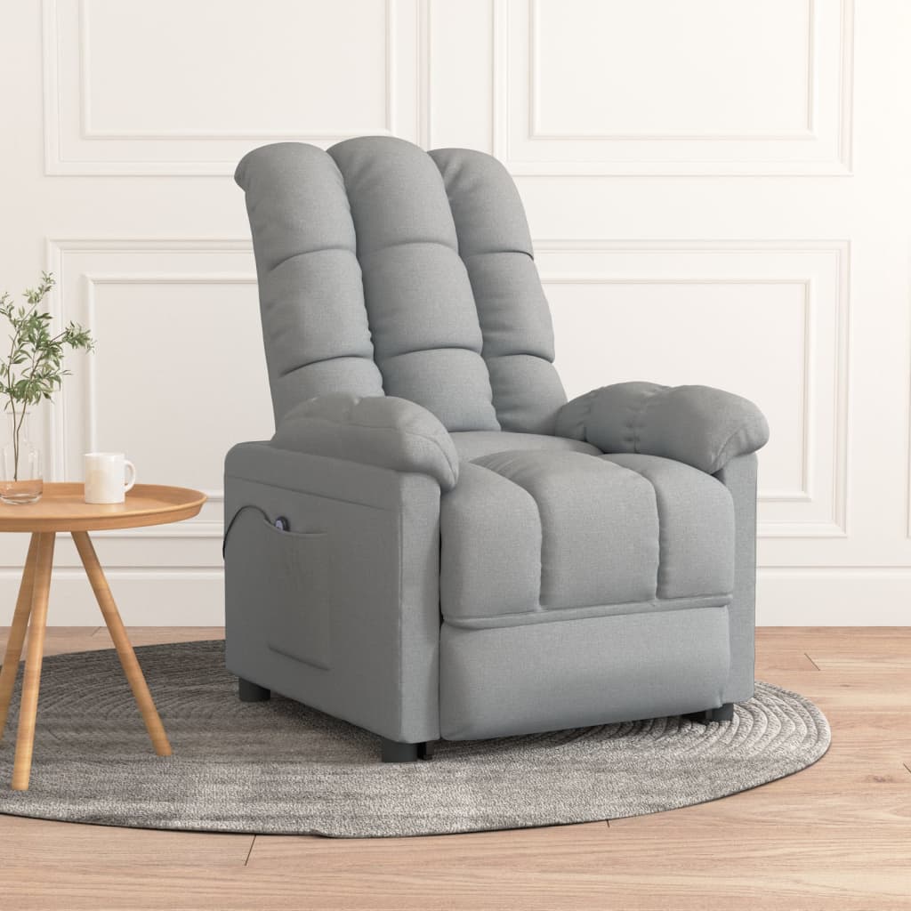 Berkfield Electric Recliner Chair Light Grey Fabric