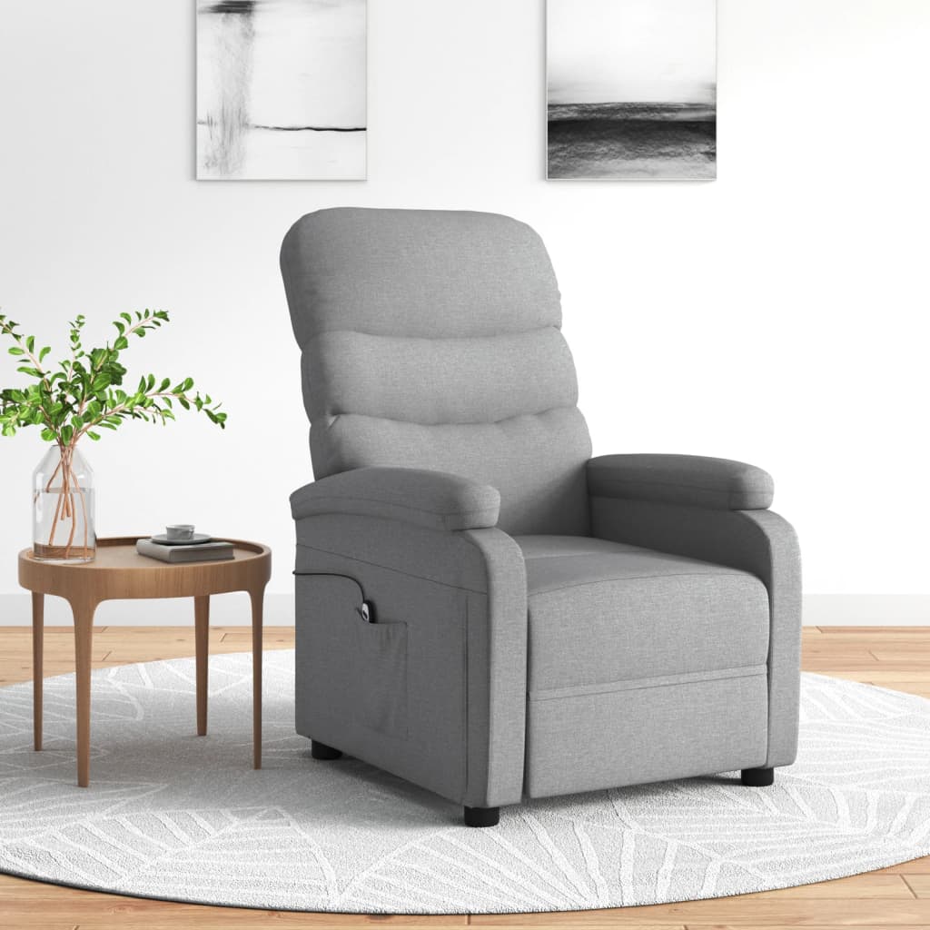 Berkfield Electric Recliner Chair Light Grey Fabric