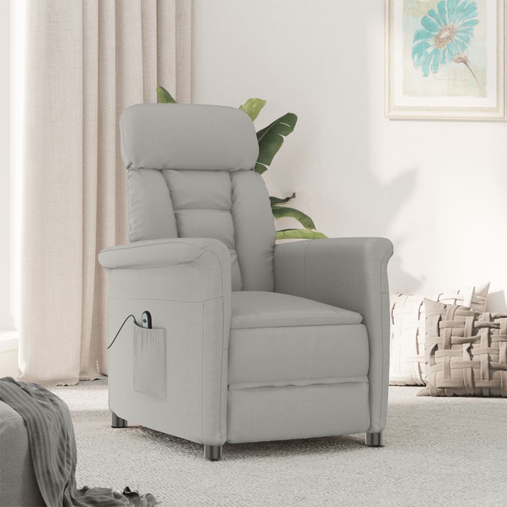 Berkfield Electric Recliner Chair Light Grey Microfiber Fabric
