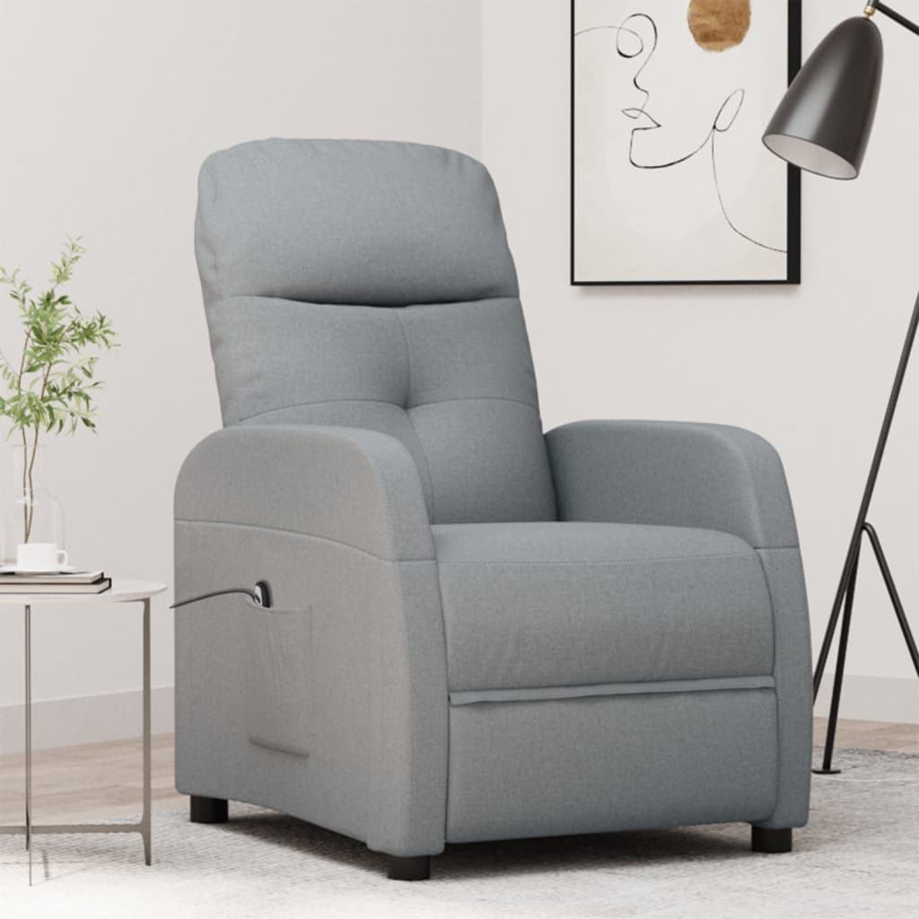 Berkfield Electric Recliner Chair Light Grey Fabric