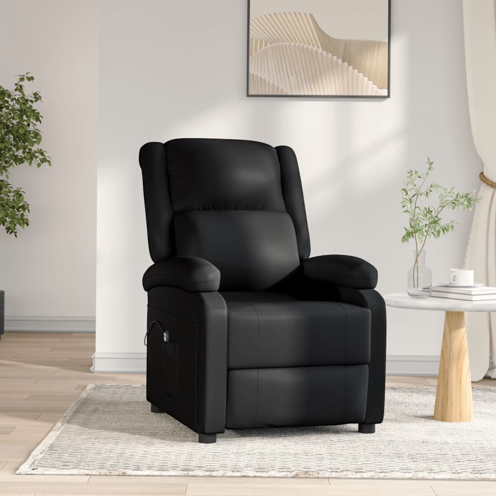 Berkfield Electric Recliner Chair Black Faux Leather