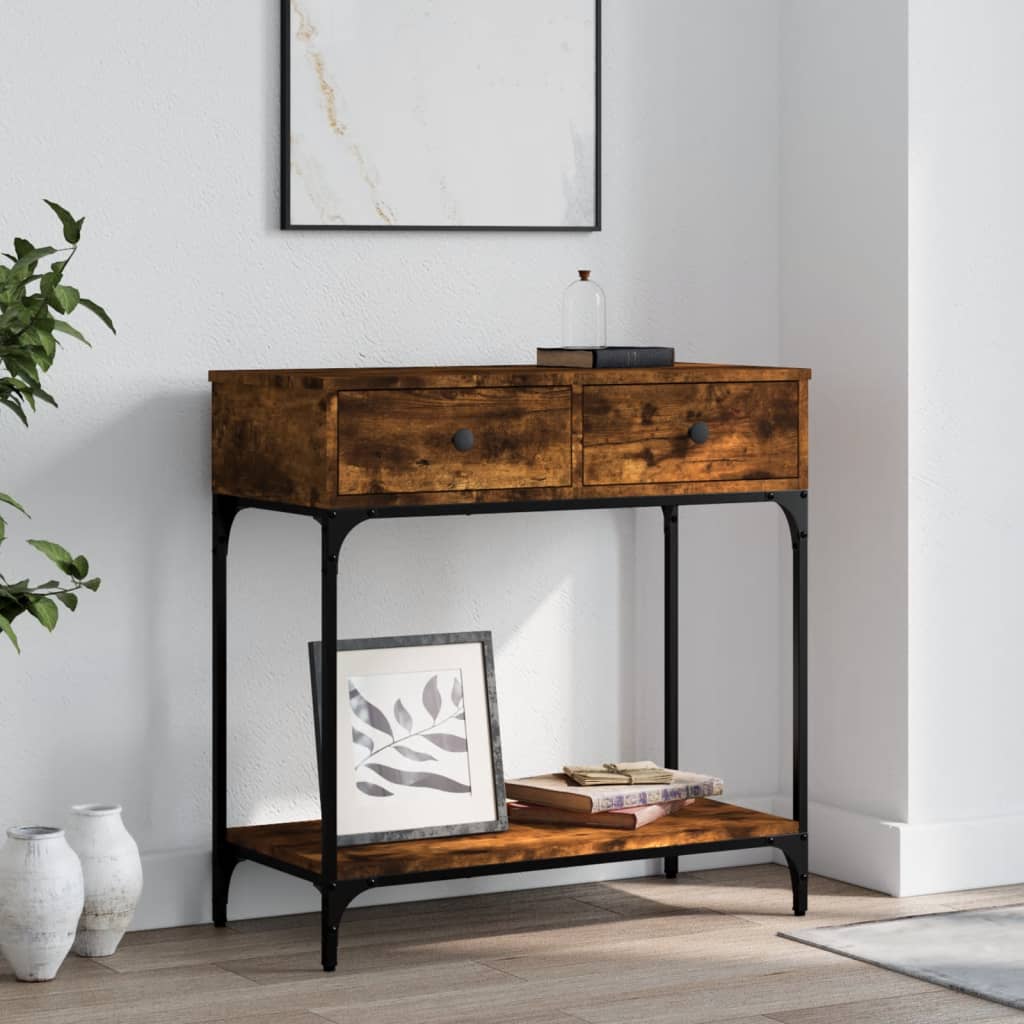 Berkfield Console Table Smoked Oak 75x34.5x75 cm Engineered Wood