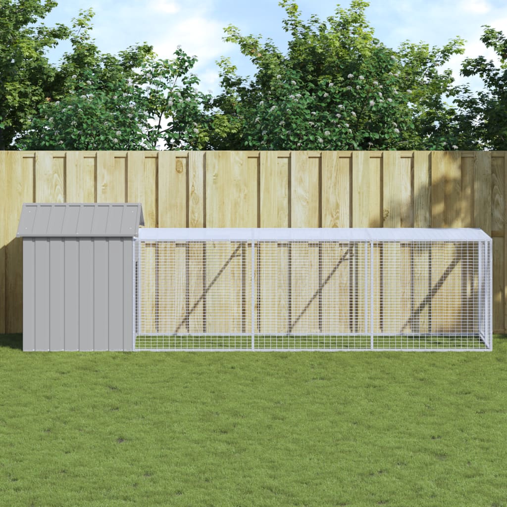 Berkfield Chicken Cage with Run Light Grey 117x405x123 cm Galvanised Steel