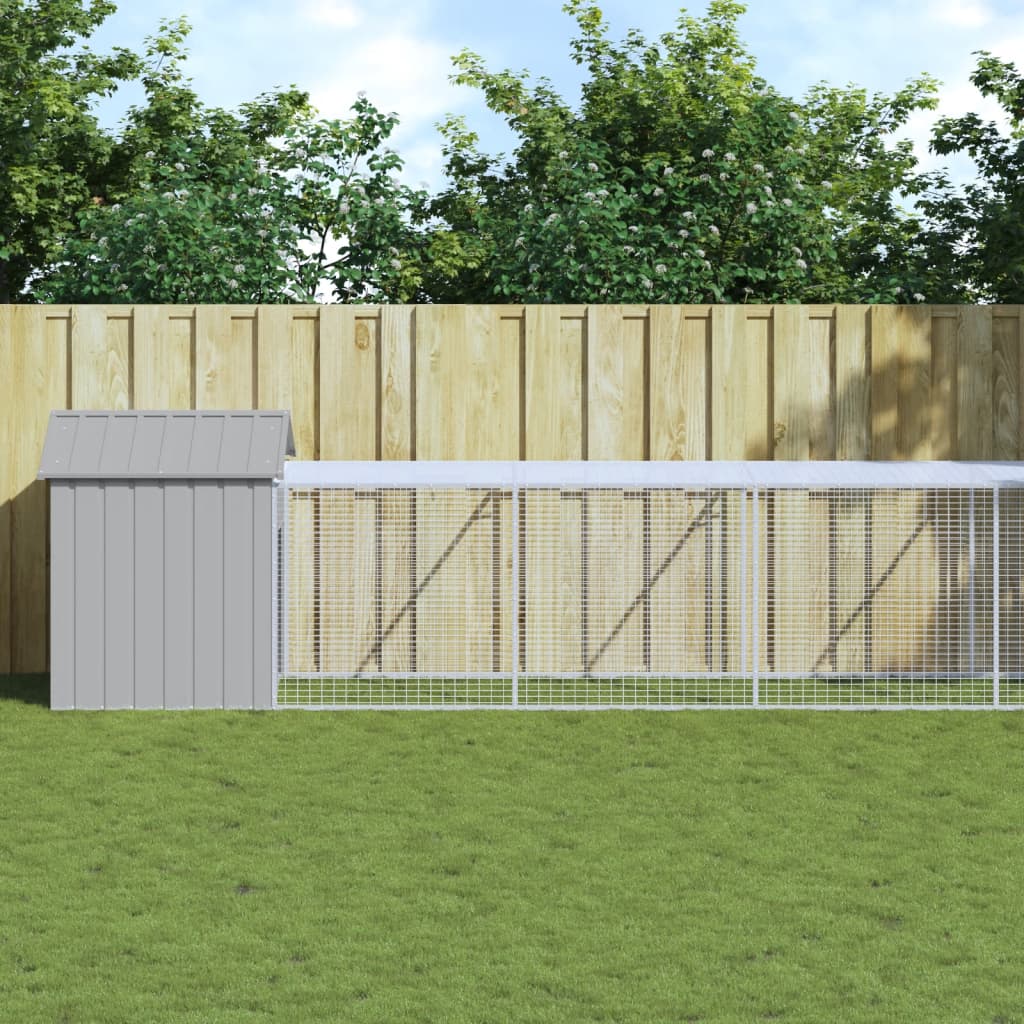 Berkfield Chicken Cage with Run Light Grey 117x1221x123 cm Galvanised Steel