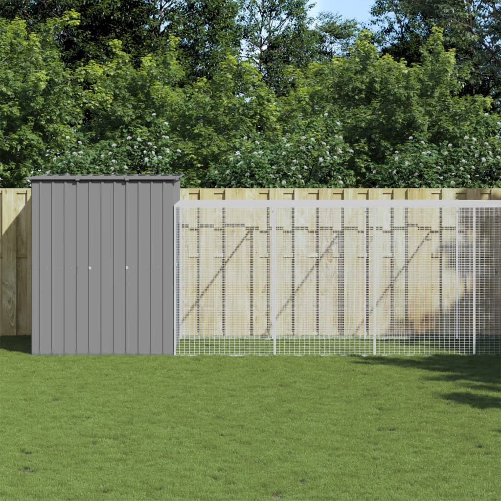 Berkfield Chicken Cage with Run Light Grey 165x1271x181 cm Galvanised Steel