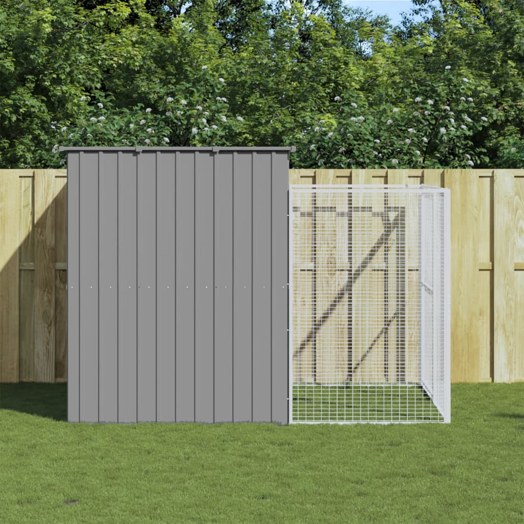 Berkfield Dog House with Run Light Grey 214x253x181 cm Galvanised Steel