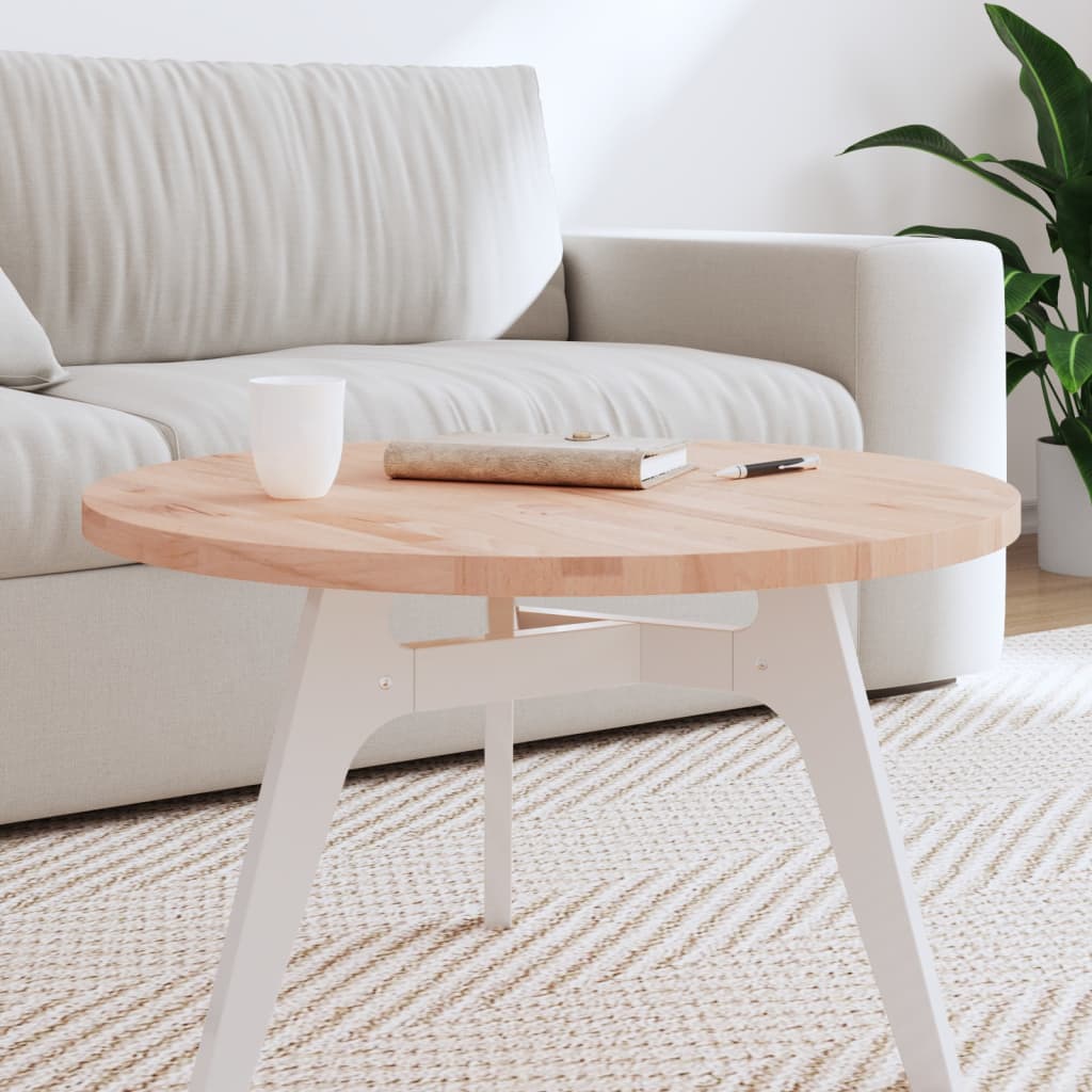 Berkfield Table Top �_�”�_70x2.5 cm Round Solid Wood Beech