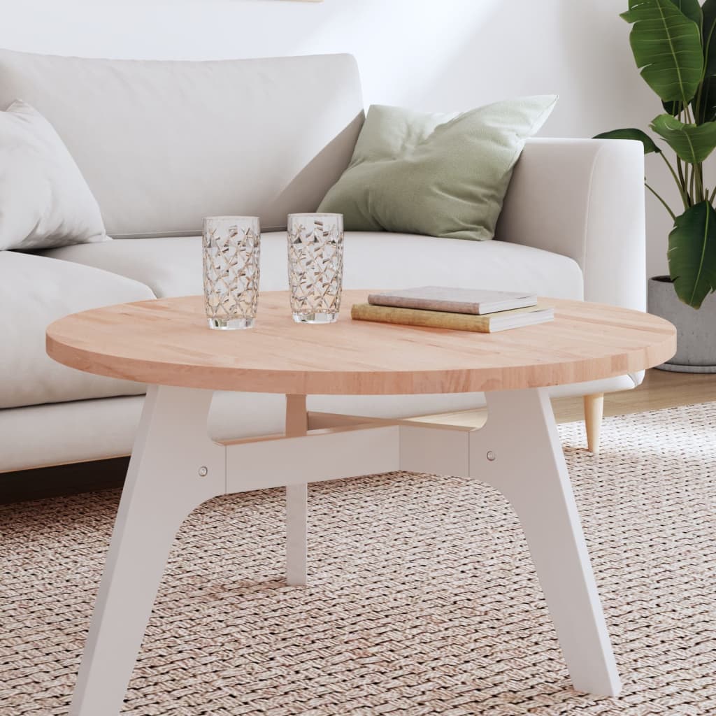 Berkfield Table Top �â�_80x2.5 cm Round Solid Wood Beech