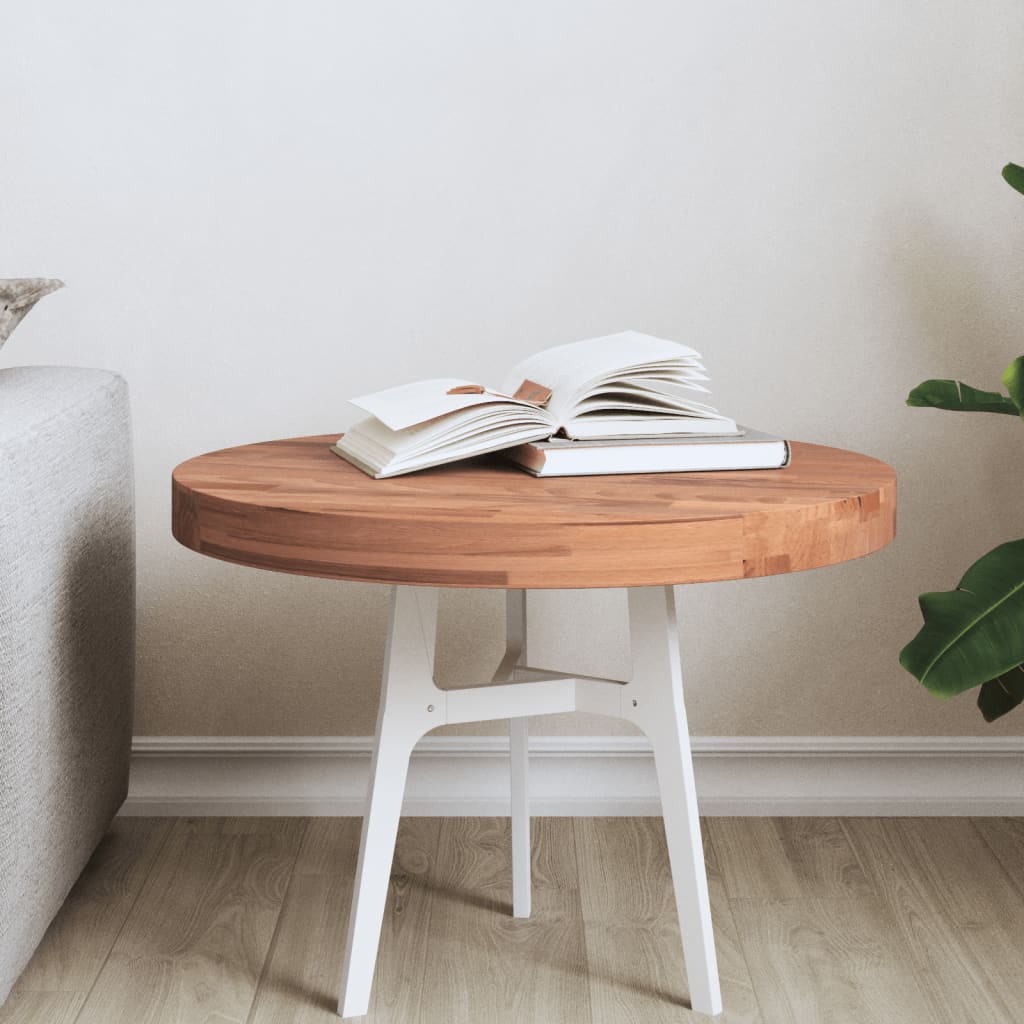 Berkfield Table Top �_�”�_50x4 cm Round Solid Wood Beech