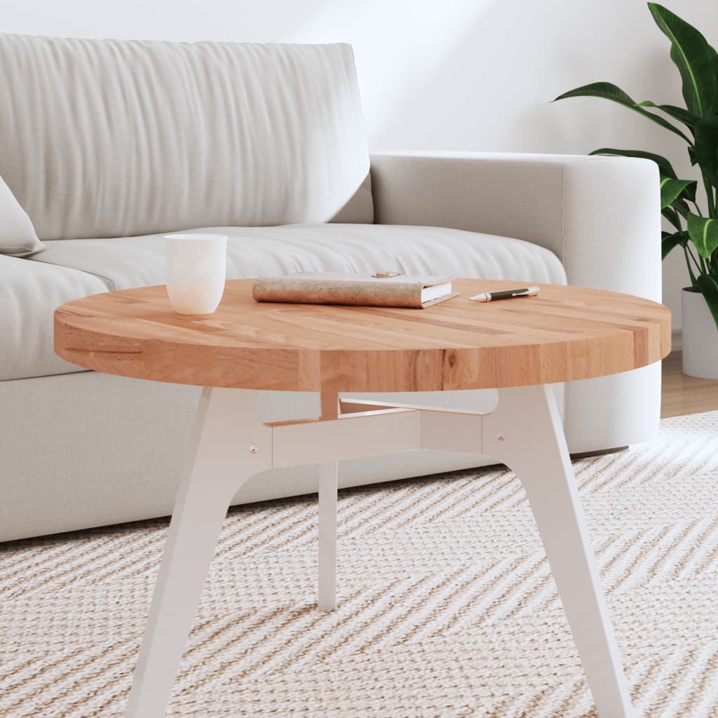 Berkfield Table Top �_�”�_70x4 cm Round Solid Wood Beech