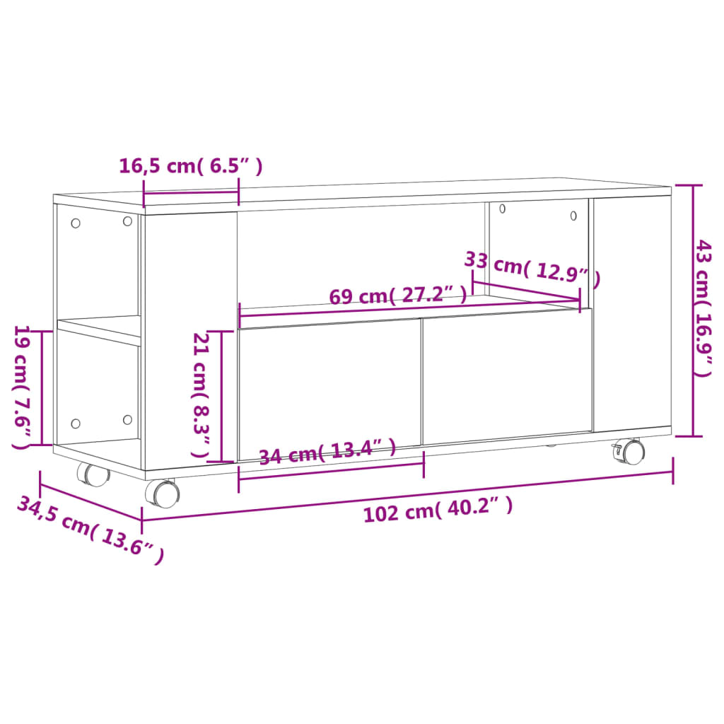 Berkfield TV Cabinet White 102x34.5x43 cm Engineered Wood