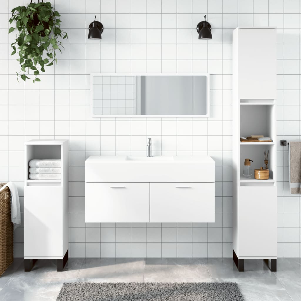 Berkfield Bathroom Cabinet with Mirror White Engineered Wood