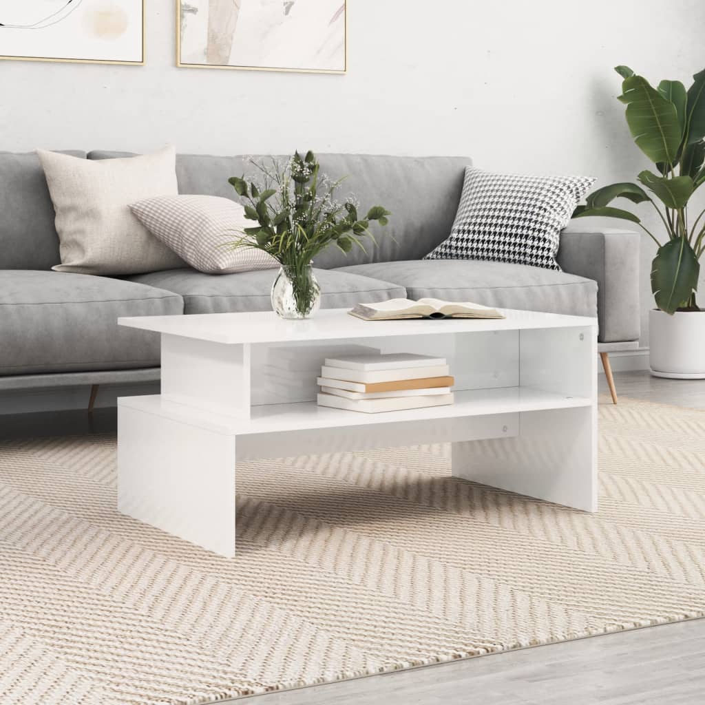 Berkfield Coffee Table High Gloss White 90x55x42.5 cm Engineered Wood