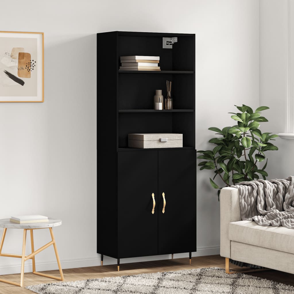Berkfield Highboard Black 69.5x34x180 cm Engineered Wood