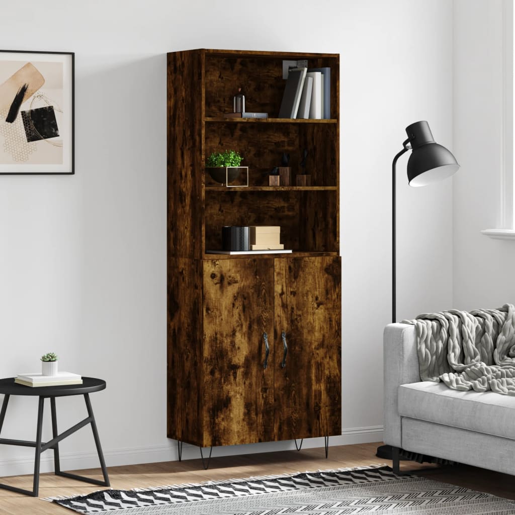 Berkfield Highboard Smoked Oak 69.5x34x180 cm Engineered Wood
