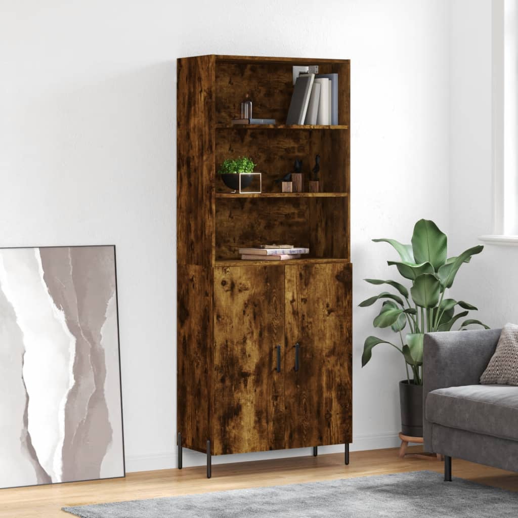 Berkfield Highboard Smoked Oak 69.5x34x180 cm Engineered Wood
