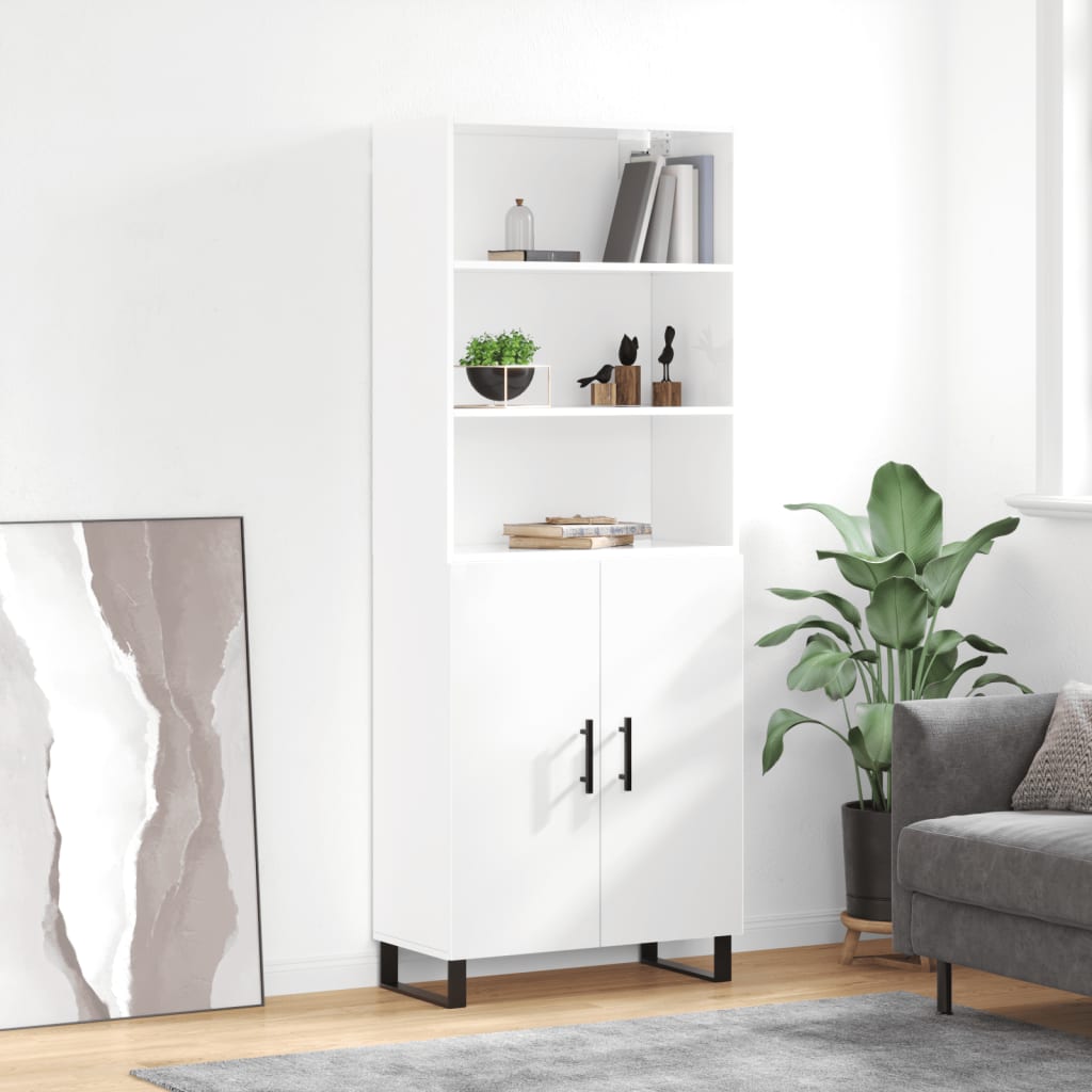 Berkfield Highboard High Gloss White 69.5x34x180 cm Engineered Wood