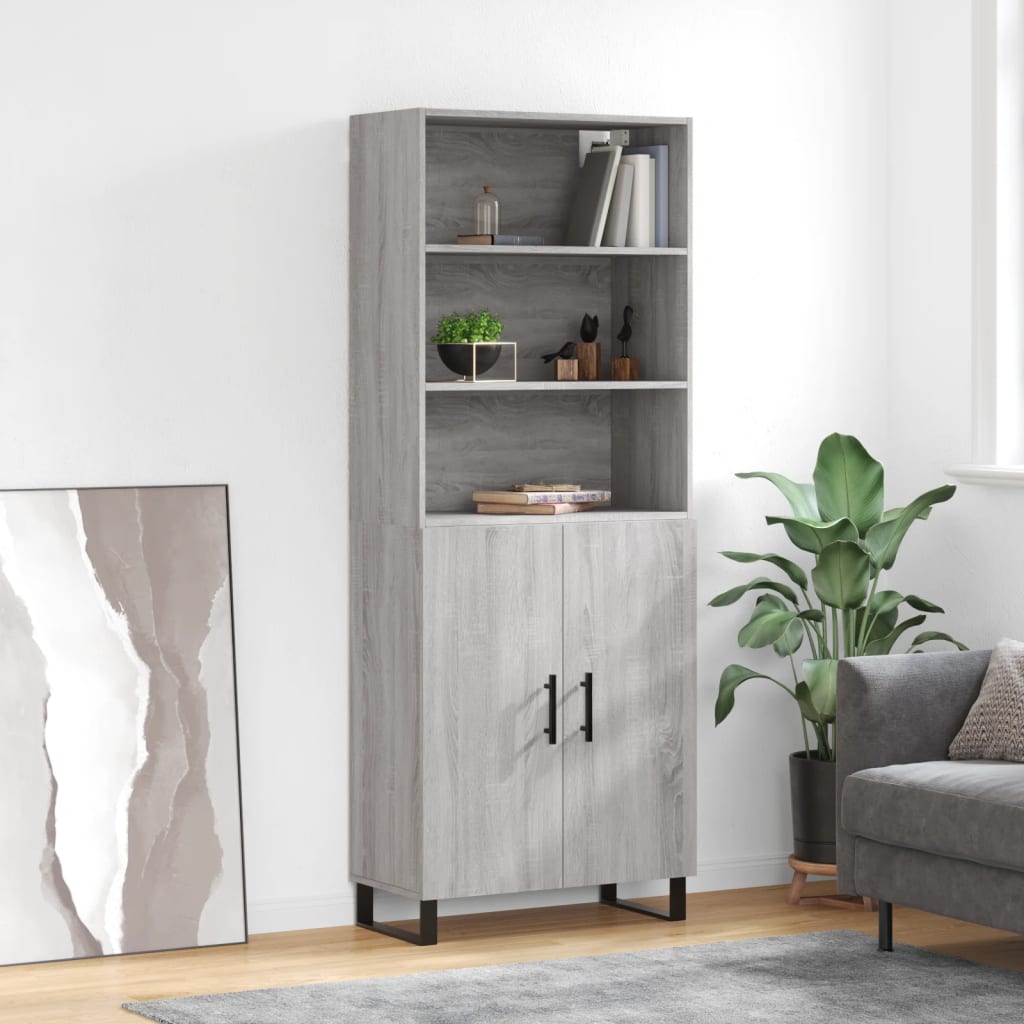 Berkfield Highboard Grey Sonoma 69.5x34x180 cm Engineered Wood