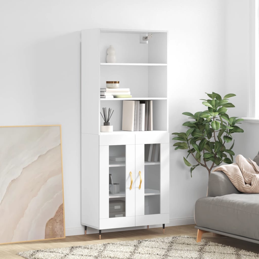 Berkfield Highboard High Gloss White 69.5x34x180 cm Engineered Wood