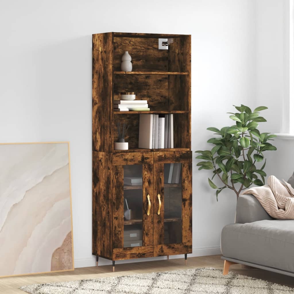 Berkfield Highboard Smoked Oak 69.5x34x180 cm Engineered Wood