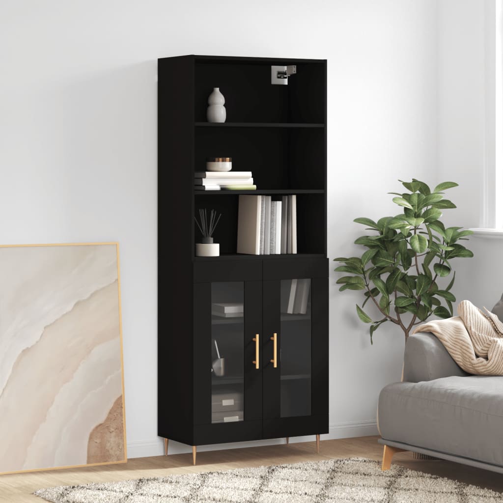 Berkfield Highboard Black 69.5x34x180 cm Engineered Wood