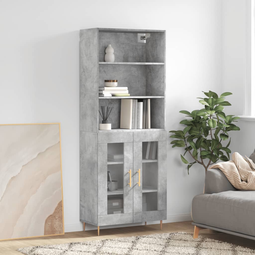 Berkfield Highboard Concrete Grey 69.5x34x180 cm Engineered Wood