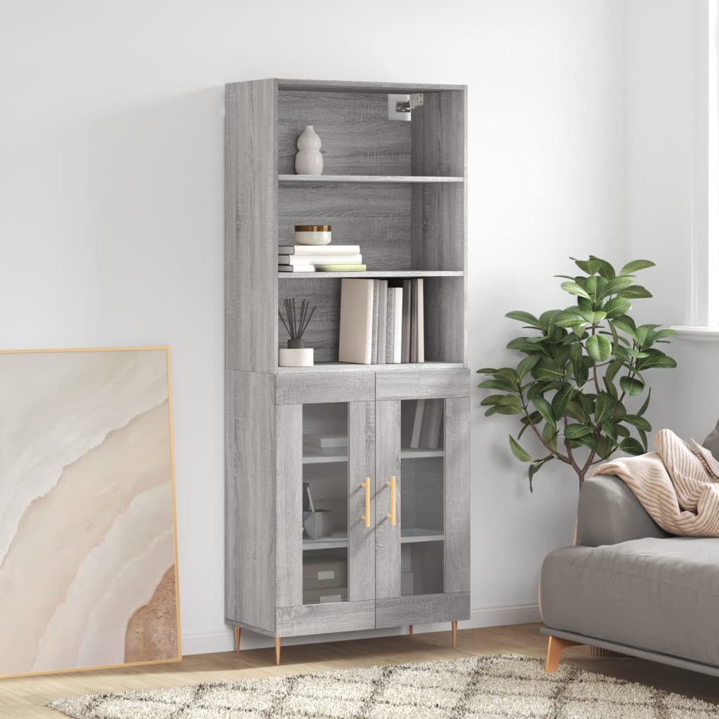 Berkfield Highboard Grey Sonoma 69.5x34x180 cm Engineered Wood