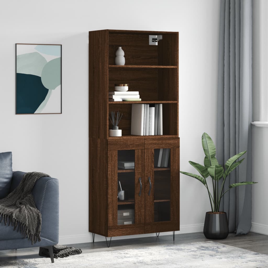 Berkfield Highboard Brown Oak 69.5x34x180 cm Engineered Wood
