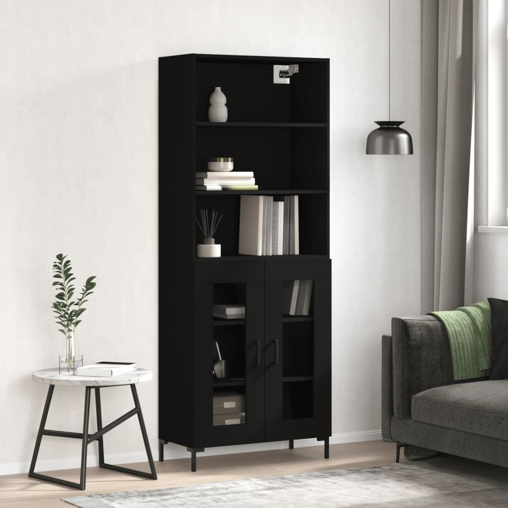 Berkfield Highboard Black 69.5x34x180 cm Engineered Wood