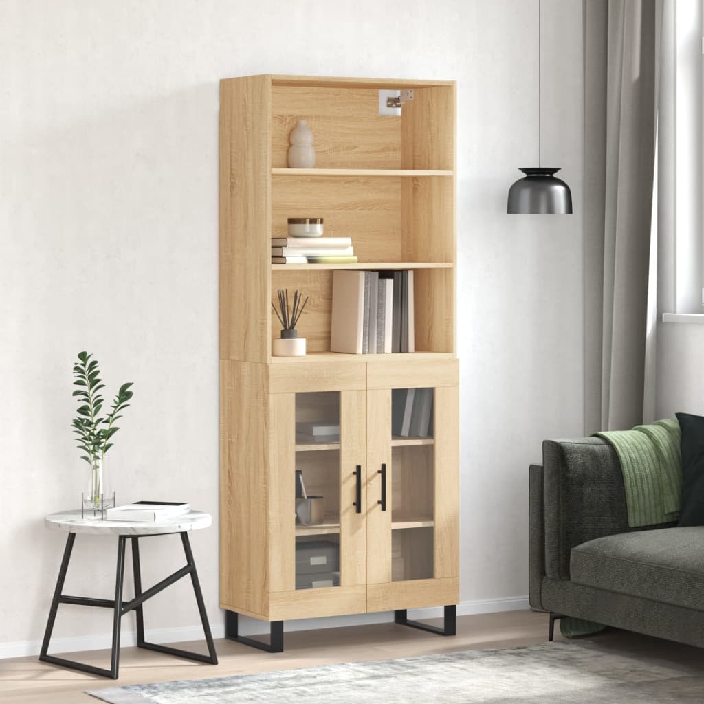 Berkfield Highboard Sonoma Oak 69.5x34x180 cm Engineered Wood