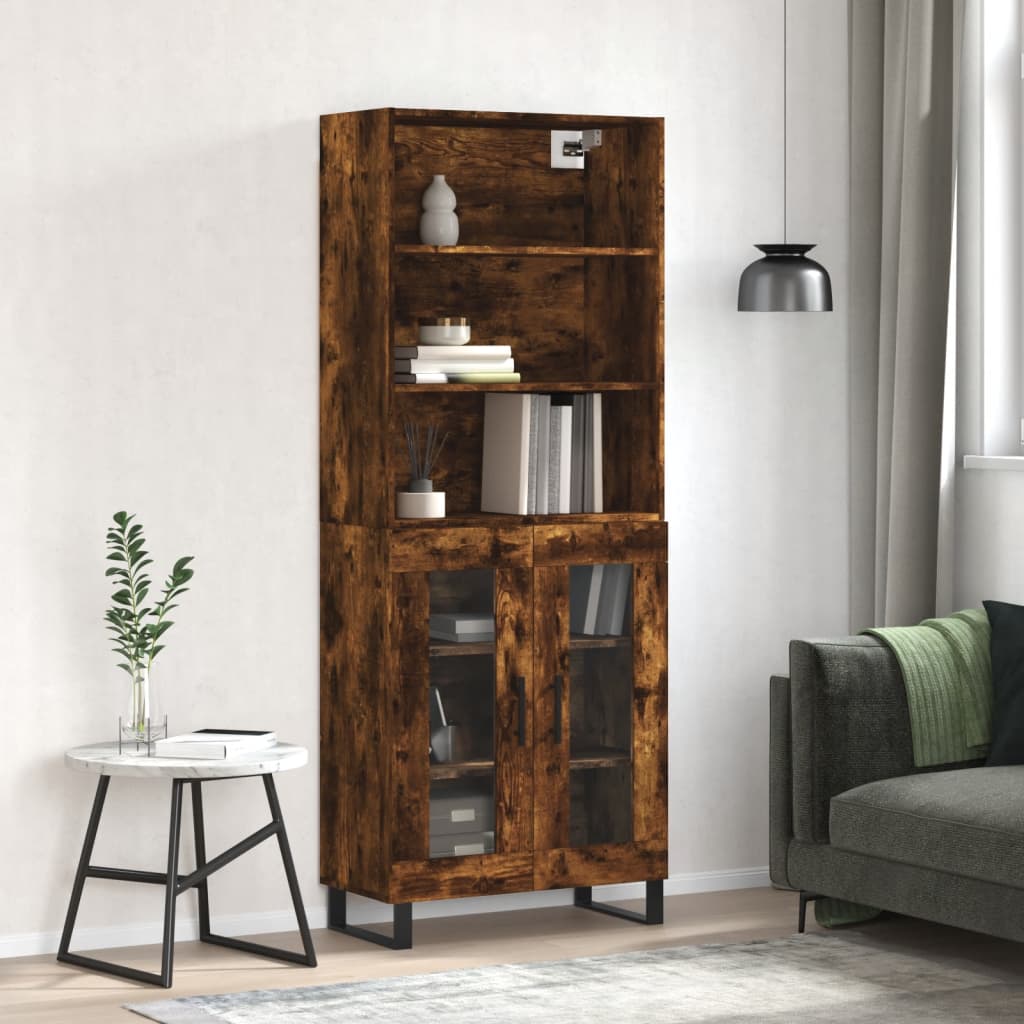 Berkfield Highboard Smoked Oak 69.5x34x180 cm Engineered Wood