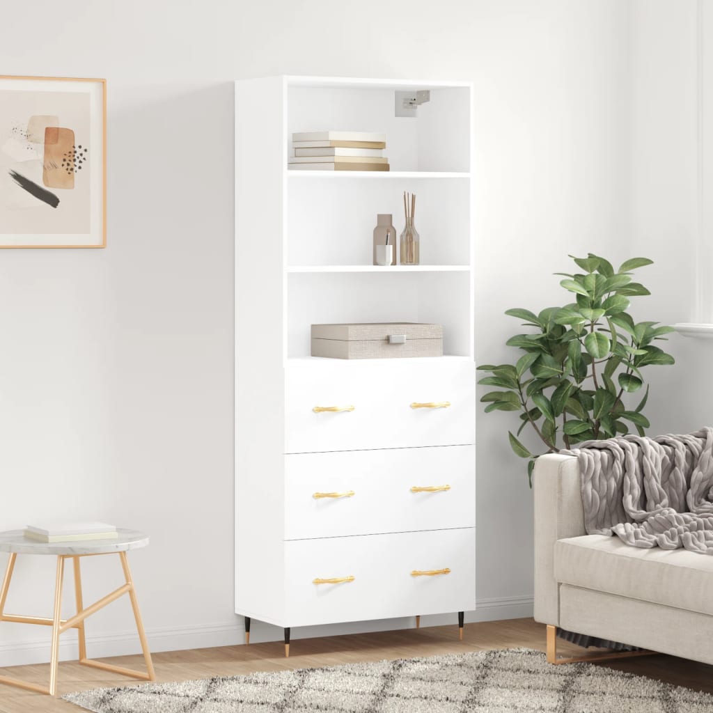 Berkfield Highboard High Gloss White 69.5x34x180 cm Engineered Wood