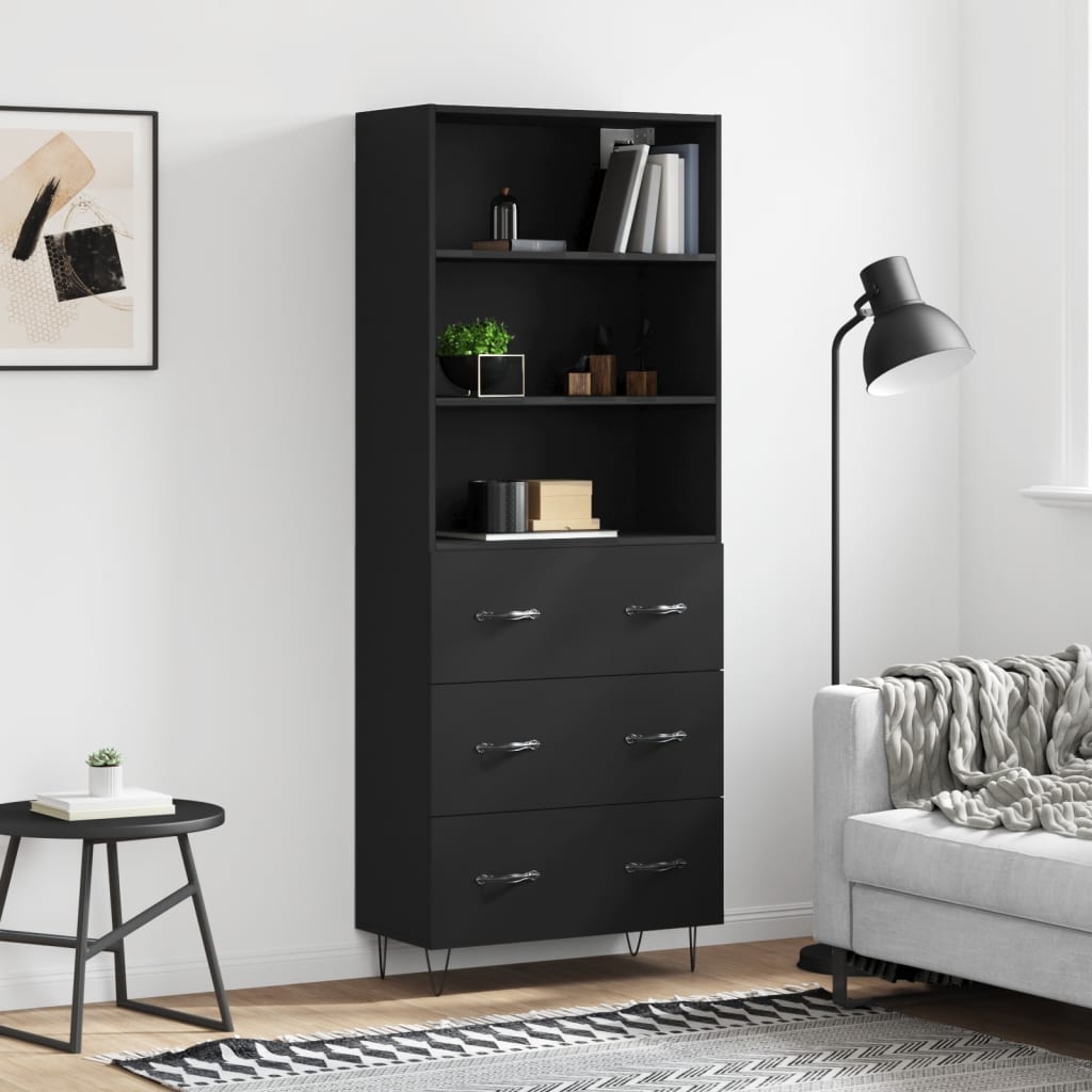 Berkfield Highboard Black 69.5x34x180 cm Engineered Wood