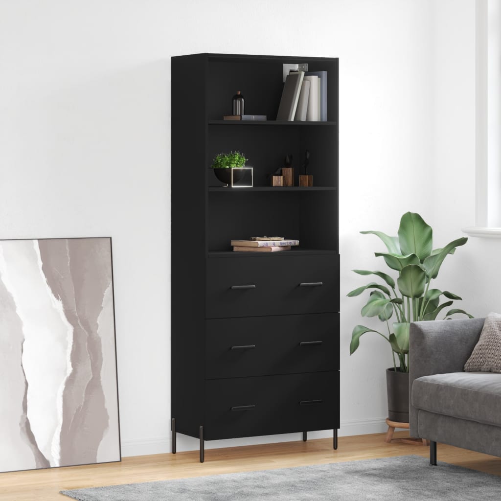 Berkfield Highboard Black 69.5x34x180 cm Engineered Wood