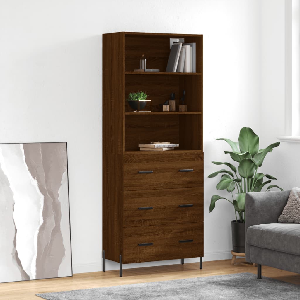 Berkfield Highboard Brown Oak 69.5x34x180 cm Engineered Wood