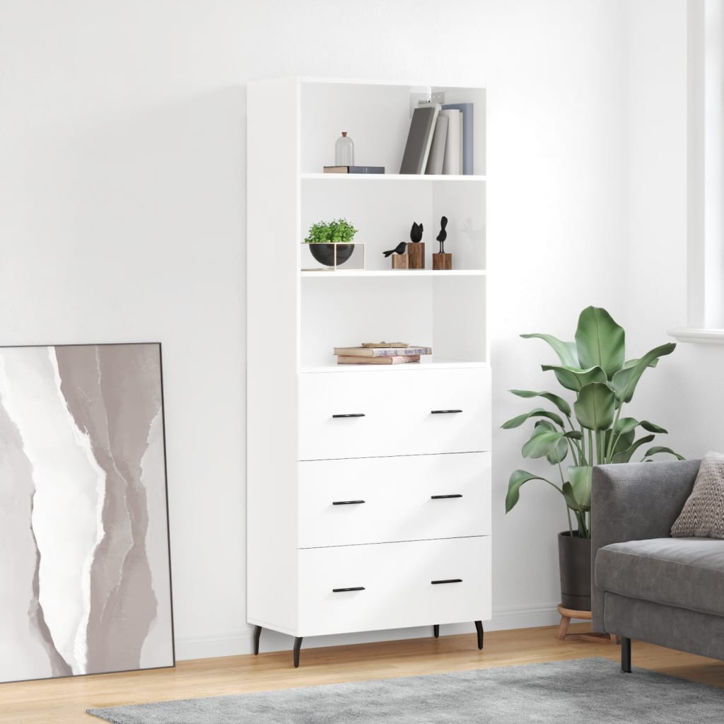Berkfield Highboard High Gloss White 69.5x34x180 cm Engineered Wood