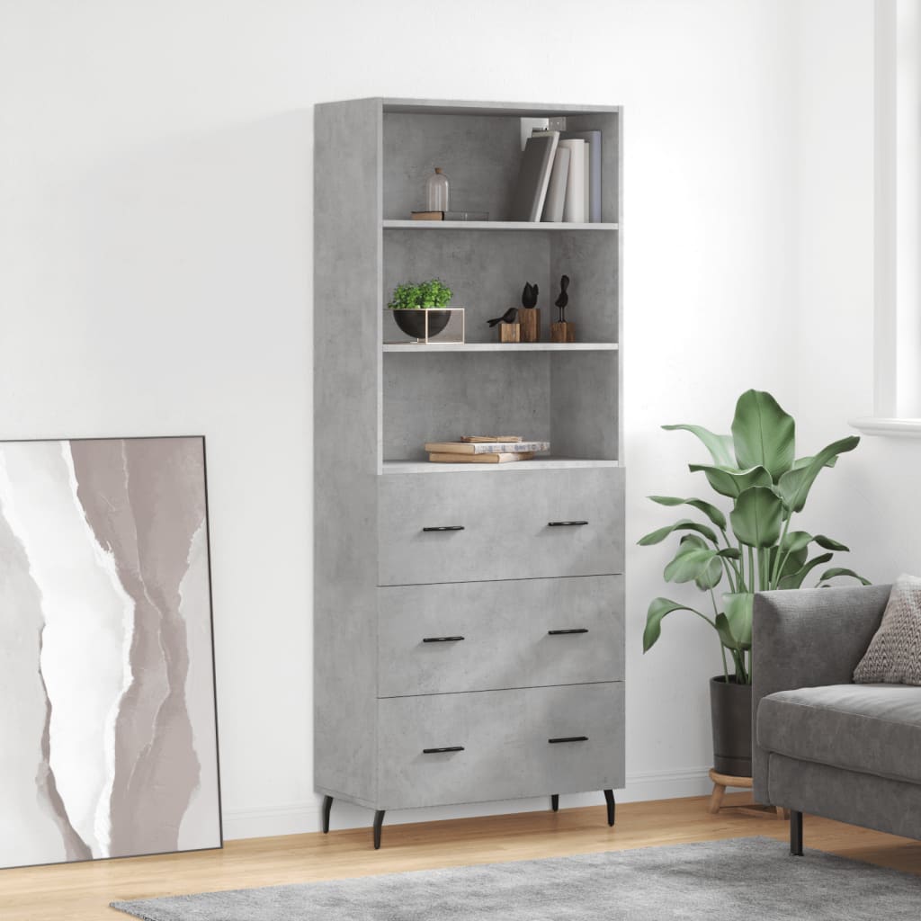 Berkfield Highboard Concrete Grey 69.5x34x180 cm Engineered Wood