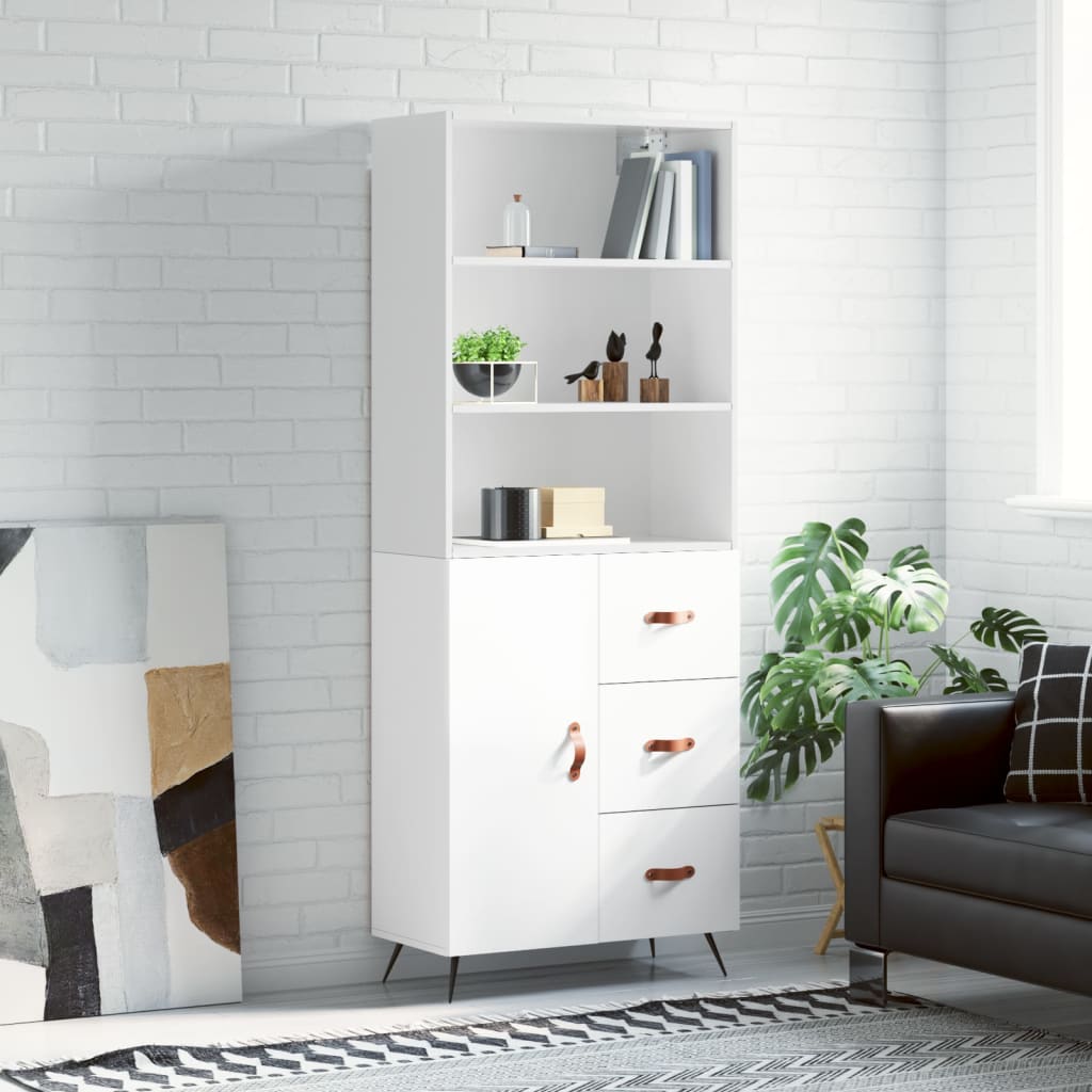 Berkfield Highboard High Gloss White 69.5x34x180 cm Engineered Wood