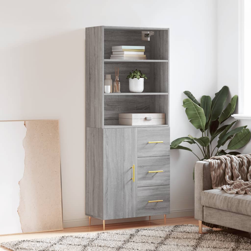 Berkfield Highboard Grey Sonoma 69.5x34x180 cm Engineered Wood