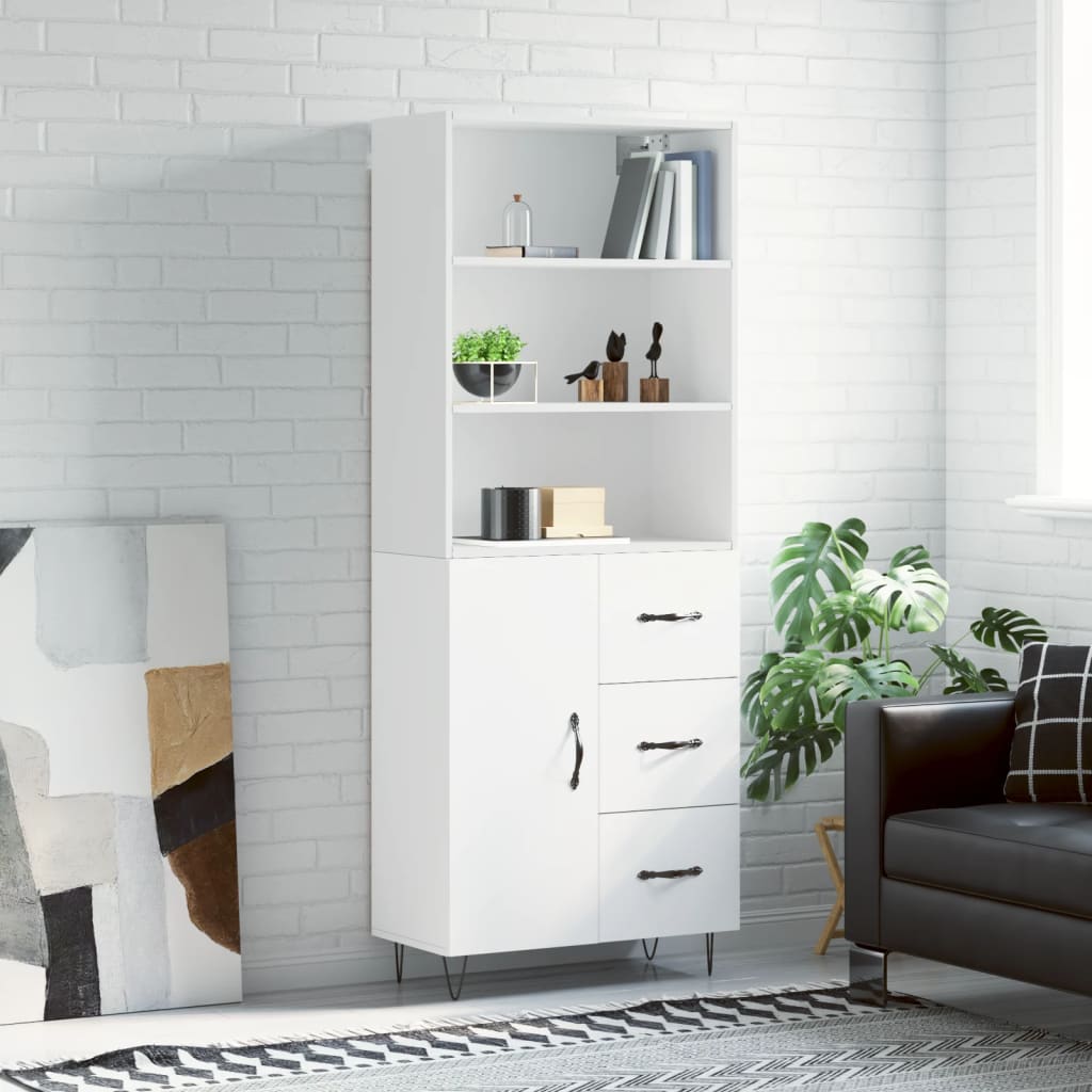 Berkfield Highboard White 69.5x34x180 cm Engineered Wood