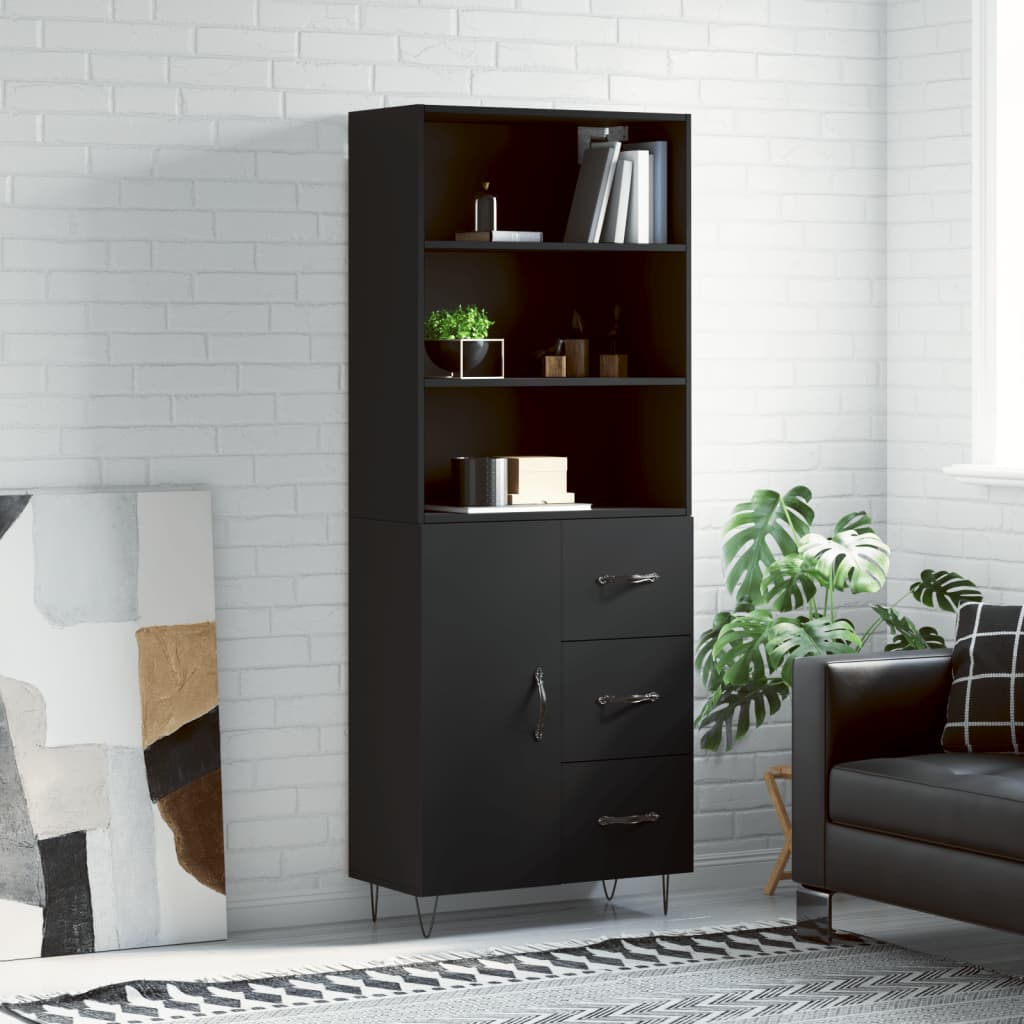 Berkfield Highboard Black 69.5x34x180 cm Engineered Wood