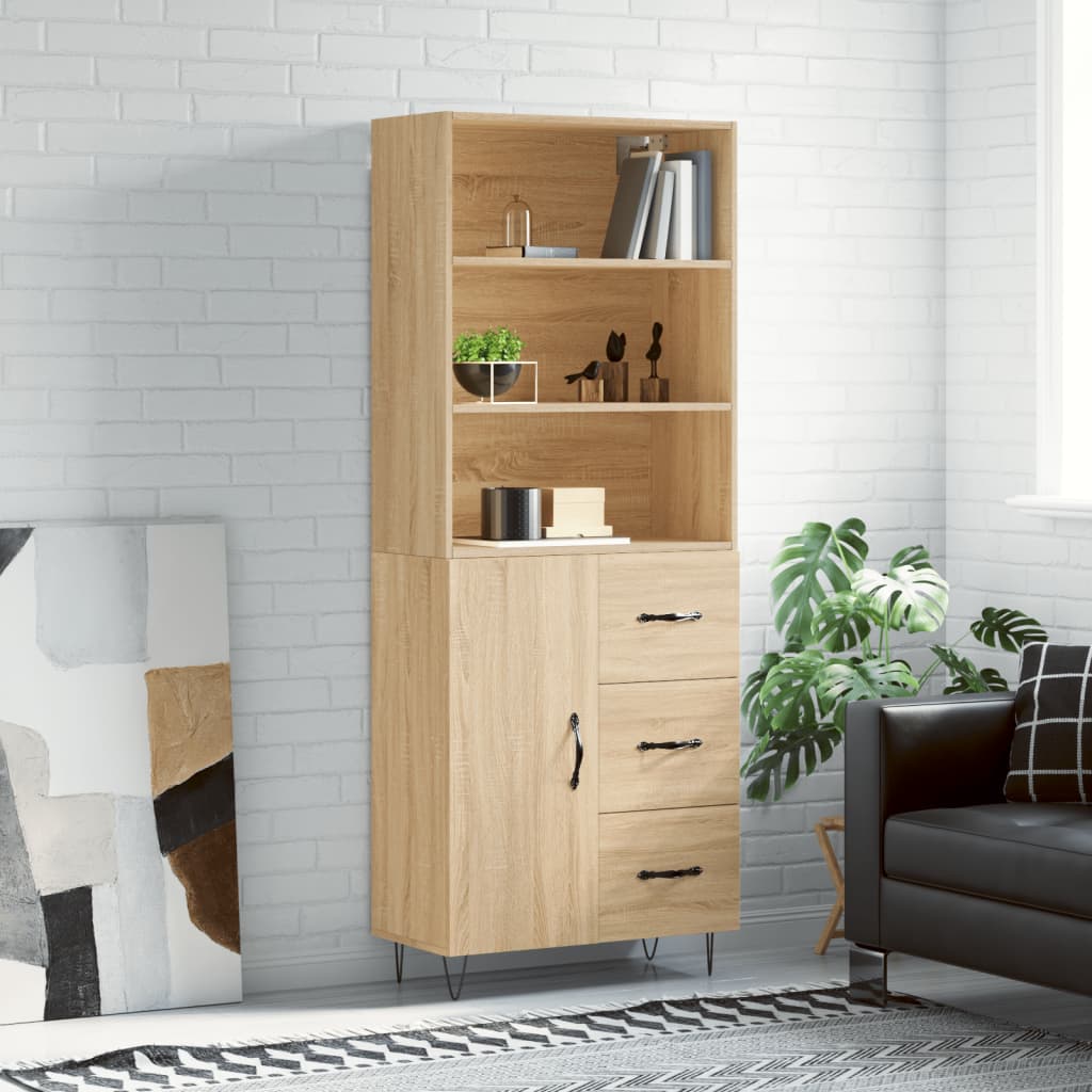 Berkfield Highboard Sonoma Oak 69.5x34x180 cm Engineered Wood