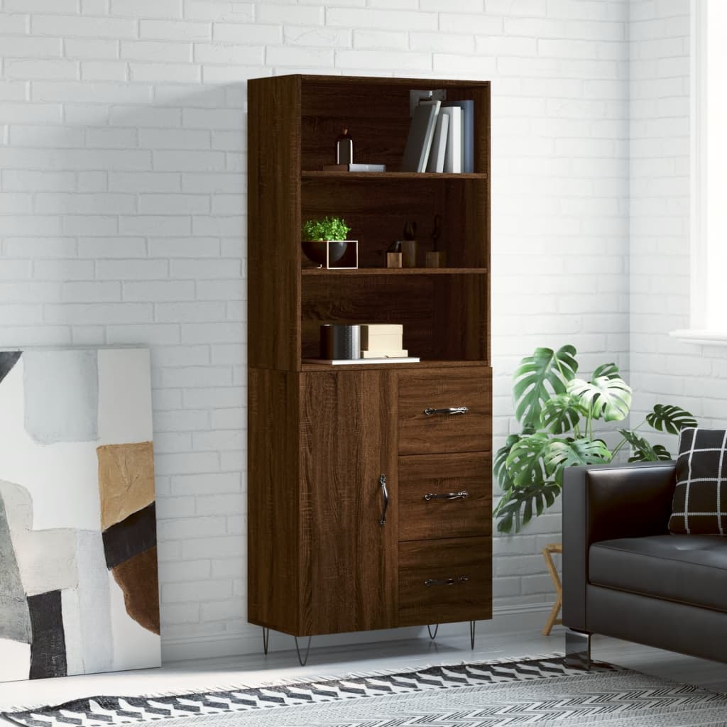 Berkfield Highboard Brown Oak 69.5x34x180 cm Engineered Wood