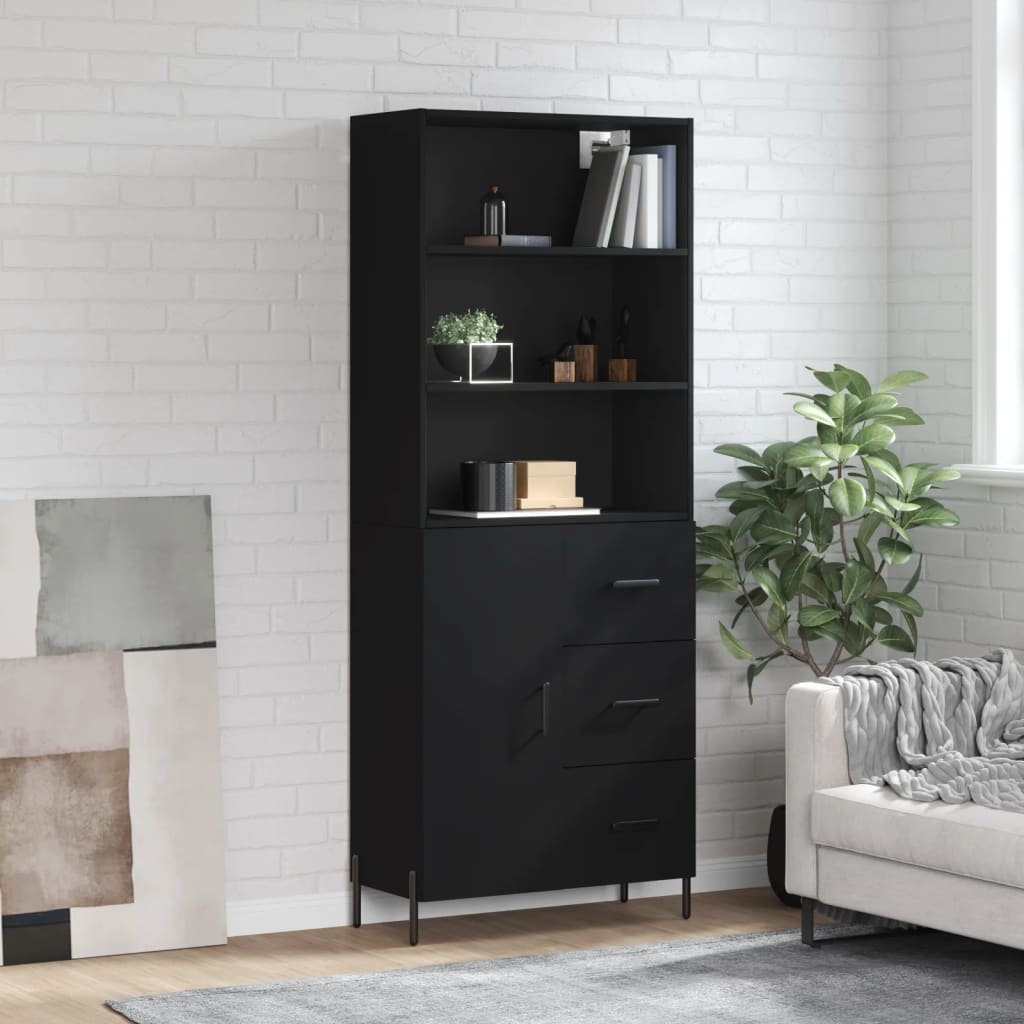 Berkfield Highboard Black 69.5x34x180 cm Engineered Wood